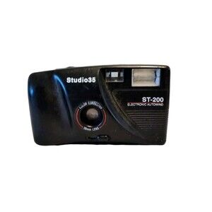 Studio 35 ST-200 Point & Shoot Reusable Camera w/Flash Black For Parts No Test
